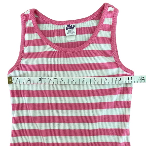 BOGO 🥳 Miss Attitude Pink White Striped Tank Top | girls S 7/8 | summer play - Picture 5 of 5